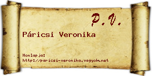 Páricsi Veronika névjegykártya